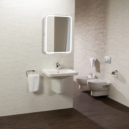 Зеркальный шкаф Silver Mirrors Фиджи Flip 50 LED-00002471 с подсветкой Белый МДФ / ЛДСП, стекло