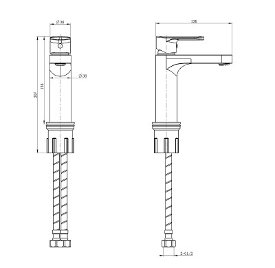 Смеситель для раковины Wonzon &amp; Woghand WW-H1032-MB цвет Черный матовый