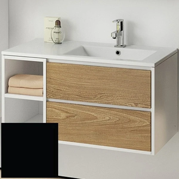 Тумба с раковиной SanVit Мэри-4 90 R kmery904 в цвете Ral подвесная Черный глянец МДФ / ЛДСП