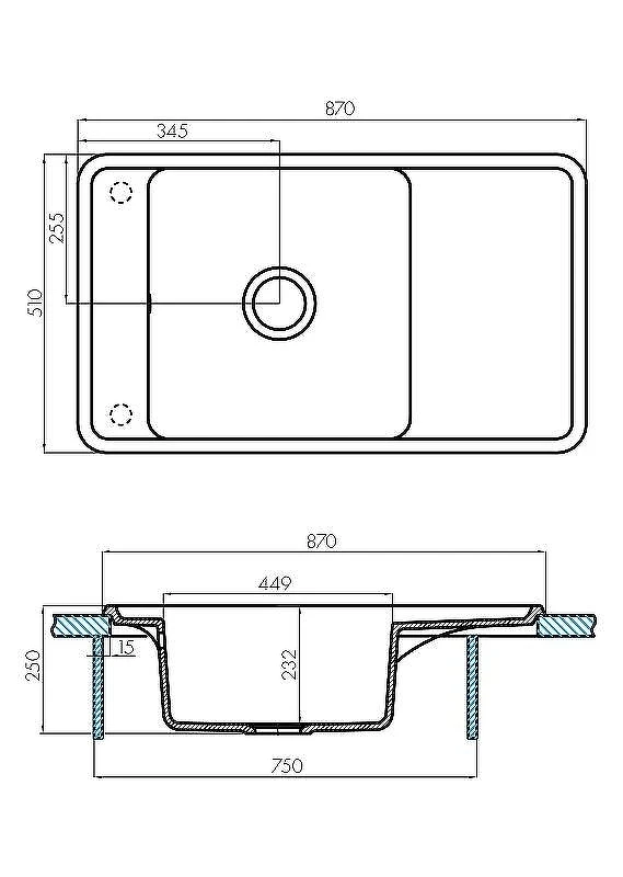 Кухонная мойка Aquaton Беллис 87 1A724832BS220 Песочная