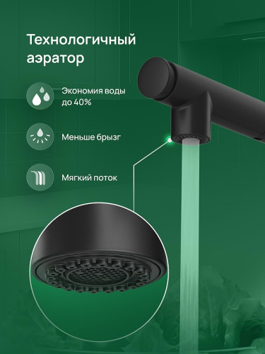 Смеситель для кухни Domaci Римини D569218BK цвет Черный матовый