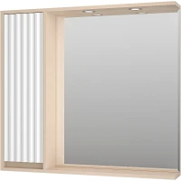 Зеркало со шкафом Brevita Balaton 90 L BAL-04090-03-01Л с подсветкой Белое матовое Бежевое матовое МДФ / ЛДСП, стекло