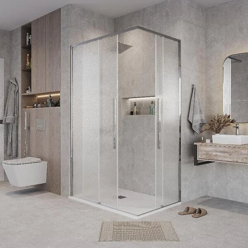 Душевой уголок Grossman Galaxy 110x70 L 300.K33.01.70R11L.10.02 профиль Хром стекло шиншилла