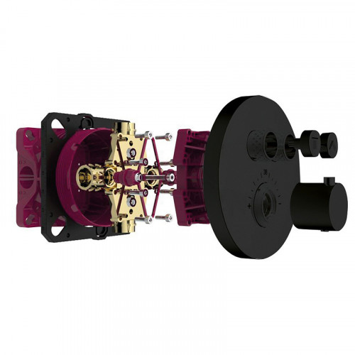 Смеситель для душа AQUAme AQM8802MB с термостатом Черный матовый латунь встраиваемый