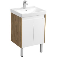 Тумба под раковину Aquaton Сканди Doors 55 1A278801SDZ90 Белый глянец, Дуб рустикальный МДФ / ЛДСП