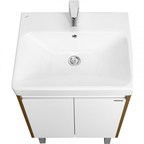 Тумба под раковину Aquaton Сканди Doors 55 1A278801SDZ90 Белый глянец, Дуб рустикальный МДФ / ЛДСП