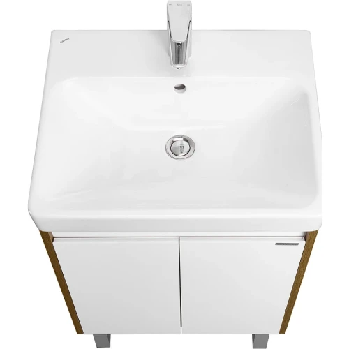 Тумба под раковину Aquaton Сканди Doors 55 1A278801SDZ90 Белый глянец, Дуб рустикальный МДФ / ЛДСП
