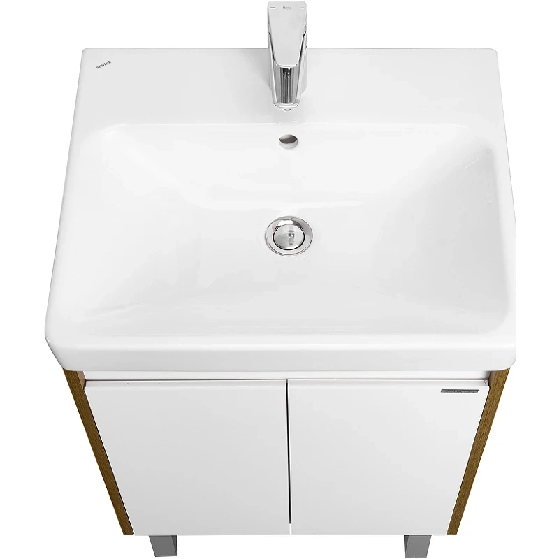 Тумба под раковину Aquaton Сканди Doors 55 1A278801SDZ90 Белый глянец, Дуб рустикальный МДФ / ЛДСП