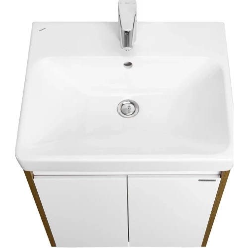 Тумба под раковину Aquaton Сканди Doors 55 1A278801SDZ90 Белый глянец, Дуб рустикальный МДФ / ЛДСП