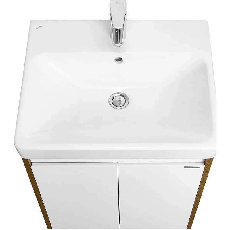 Тумба под раковину Aquaton Сканди Doors 55 1A278801SDZ90 Белый глянец, Дуб рустикальный МДФ / ЛДСП