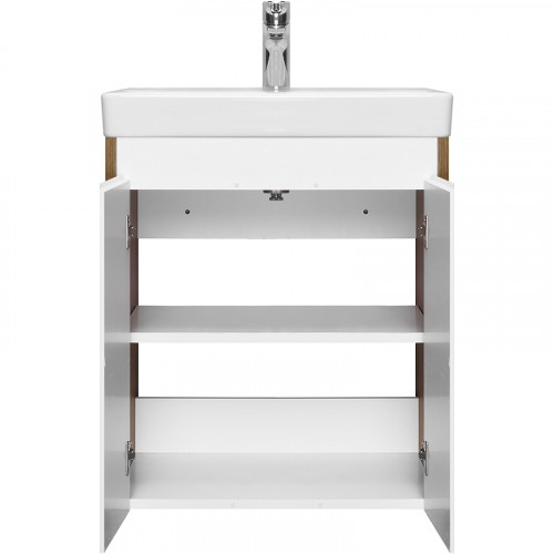 Тумба под раковину Aquaton Сканди Doors 55 1A278801SDZ90 Белый глянец, Дуб рустикальный МДФ / ЛДСП