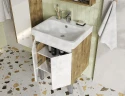 Тумба под раковину Aquaton Сканди Doors 55 1A278801SDZ90 Белый глянец, Дуб рустикальный МДФ / ЛДСП