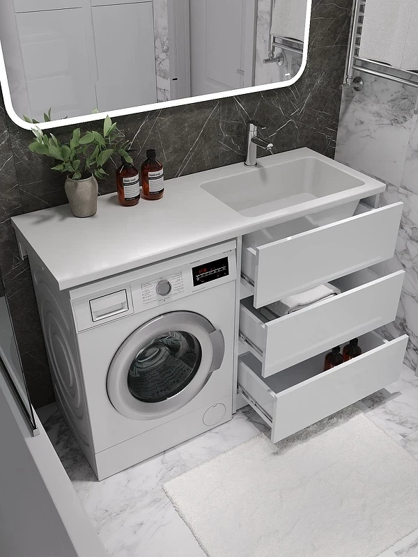 Тумба с раковиной Agger Клин 130 R CLE1300ANWH-SR цвет Белый глянцевый