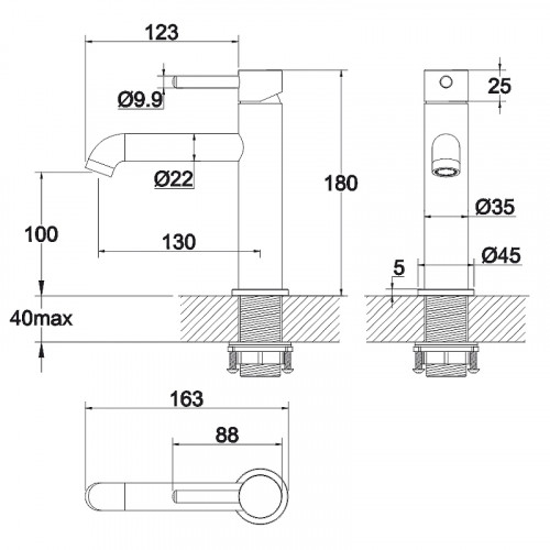 Смеситель для раковины Whitecross Y brushed nickel Y1211NIB Брашированный никель латунь