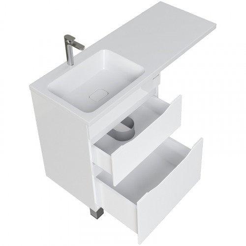 Раковина Grossman Madera Камилла 110 L 1101031 с местом под стиральную машину Белая искусственный камень (литьевой мрамор) с местом под стиральную машину, подвесная, полувстраиваемая