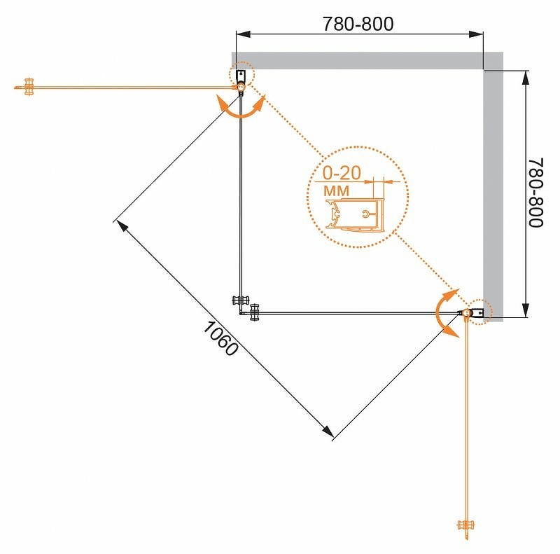 Душевой уголок Cezares Elena 80x80 ELENA-W-A-2-80-P-Cr профиль Хром стекло рифленое