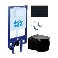Комплект унитаза с инсталляцией Aquatek Set Aquatek Мия-MB-025 4в1 цвет Черный матовый с сиденьем Микролифт и клавишей смыва цвет Черный матовый