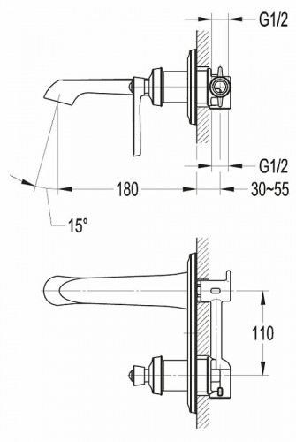 Смеситель для раковины Cezares Liberty LIBERTY-F-BLI-01-W0 Хром латунь встраиваемый