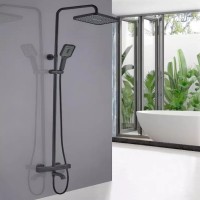 Душевая система ALMAes GaLaxy SDI-1801 с термостатом Черная матовая латунь на стену