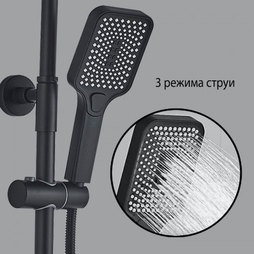 Душевая система ALMAes GaLaxy SDI-1801 с термостатом Черная матовая латунь на стену