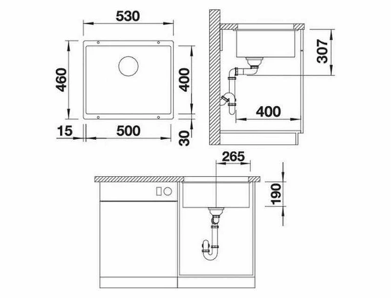 Кухонная мойка Blanco Rotan 500-U 521353 Кофе искусственный камень (литьевой мрамор) встраиваемый