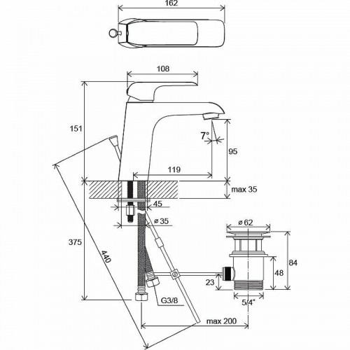 Смеситель для раковины Ravak Flat FL 013.00 X070117 Хром латунь