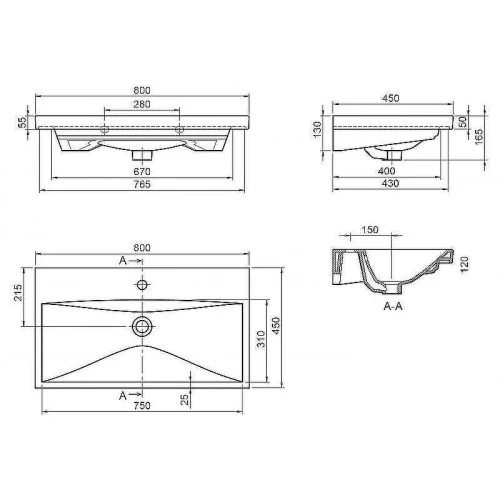 Раковина BelBagno 80 BB-0322-80-LVB Белая