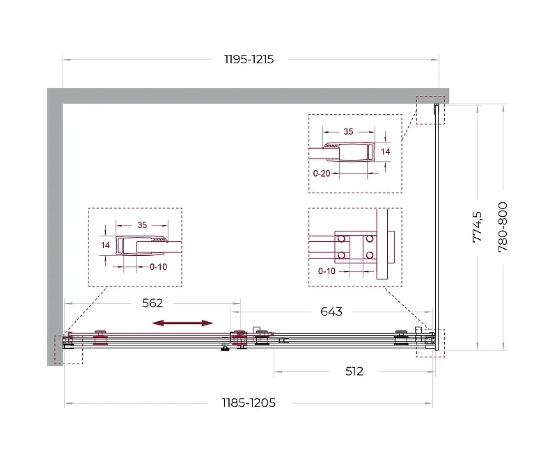 Душевой уголок BelBagno Soft Close-2 120x80 SOFT_CLOSE-2-AH-1-120/80-C-GM профиль Оружейная сталь стекло прозрачное