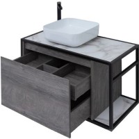 Тумба под раковину Aquanet Nova Lite Loft 90L 261656 подвесная Дуб рошелье МДФ / ЛДСП