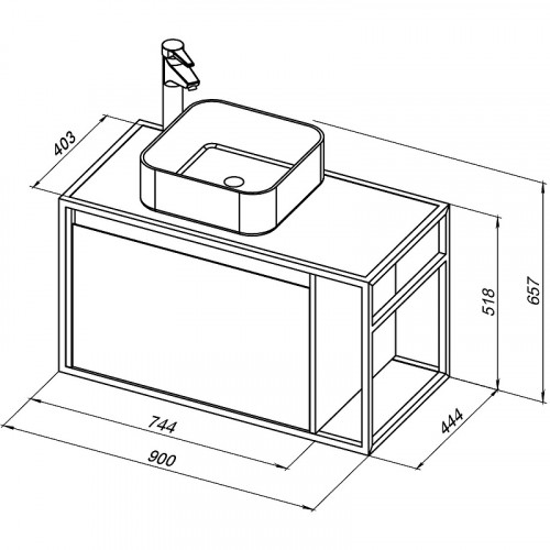 Тумба под раковину Aquanet Nova Lite Loft 90L 261656 подвесная Дуб рошелье МДФ / ЛДСП