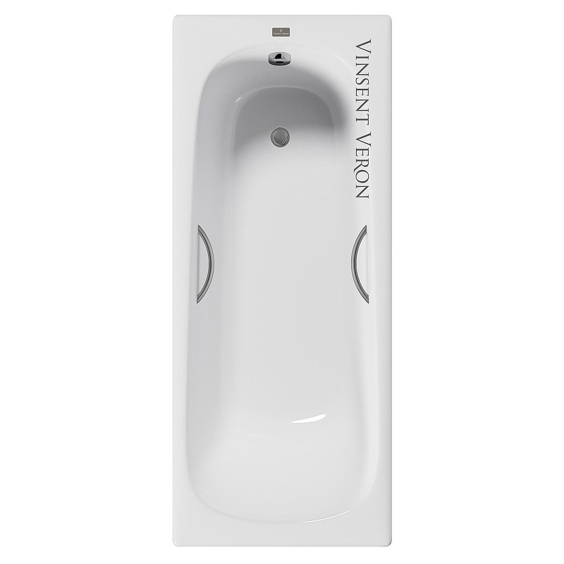 Чугунная ванна Vinsent Veron Concept 165x70 VCO1657042H/VH0015GM цвет Белый с дугообразными ручками оружейная сталь