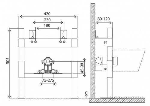 Инсталляция BelBagno BB024-BD для биде с крепежом нержавеющая сталь