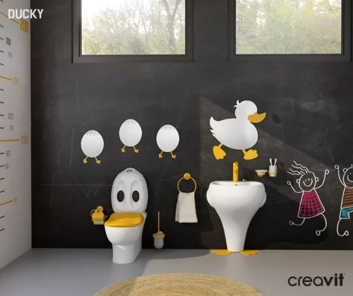 Держатель туалетной бумаги Creavit Ducky BR20213Y с крышкой Желтый