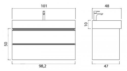 Тумба под раковину Creto Scala 100 3-1079W подвесная Белая глянцевая МДФ / ЛДСП
