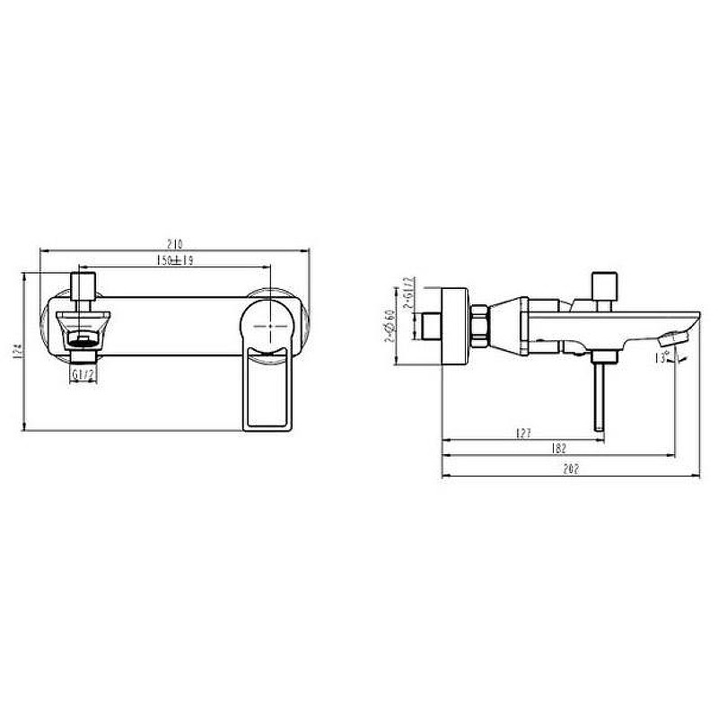 Смеситель для ванны Caprigo Kub 54-011-crm Хром