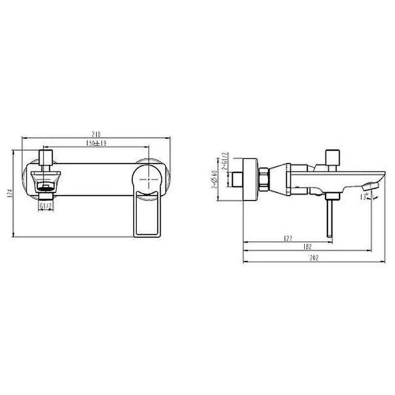 Смеситель для ванны Caprigo Kub 54-011-crm Хром