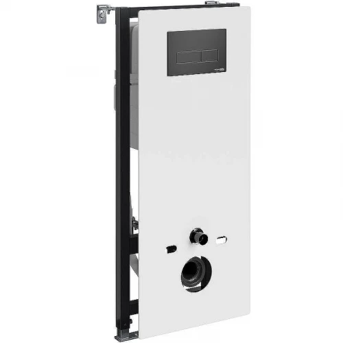 Инсталляция WasserKRAFT Abens 20TLT.010.ME.WH.MB03 для унитаза Белое стекло с Черной матовой клавишей смыва