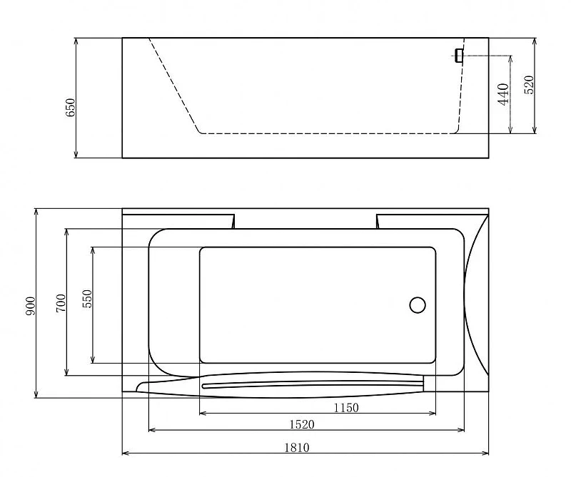 Акриловая ванна Gemy Gemy 181x90 G9055 K R С гидромассажем