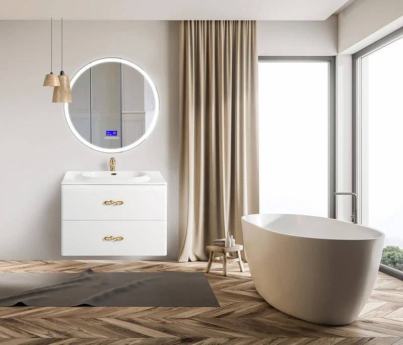 Зеркало BelBagno SPC-RNG-700-LED-TCH-RAD с подсветкой с сенсорным выключателем с bluetooth с термометром с радио