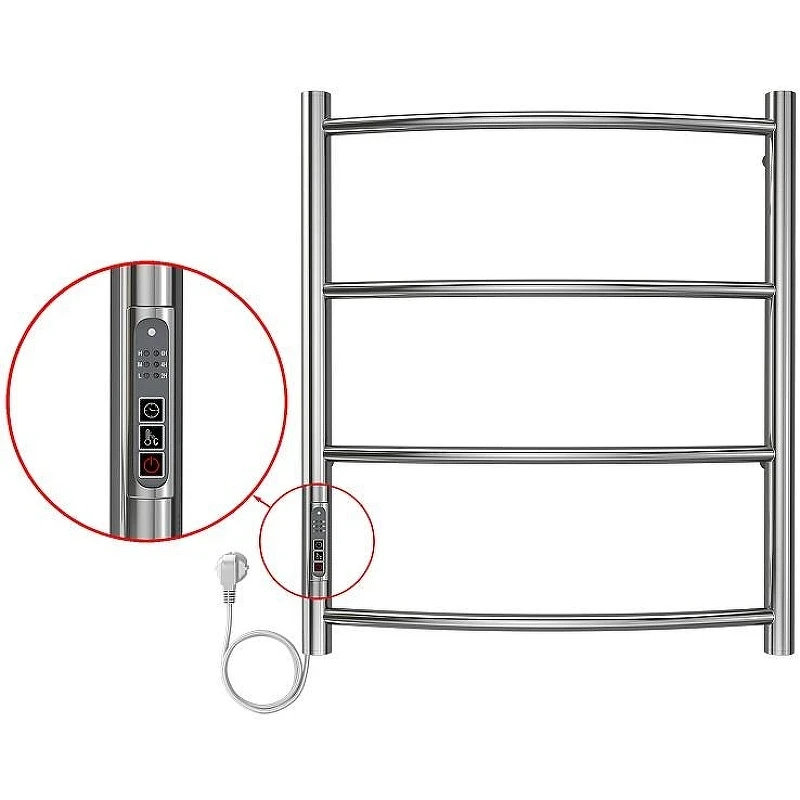 Электрический полотенцесушитель Azario Verona 500x600 П4 AZ04756 диммер слева Хром