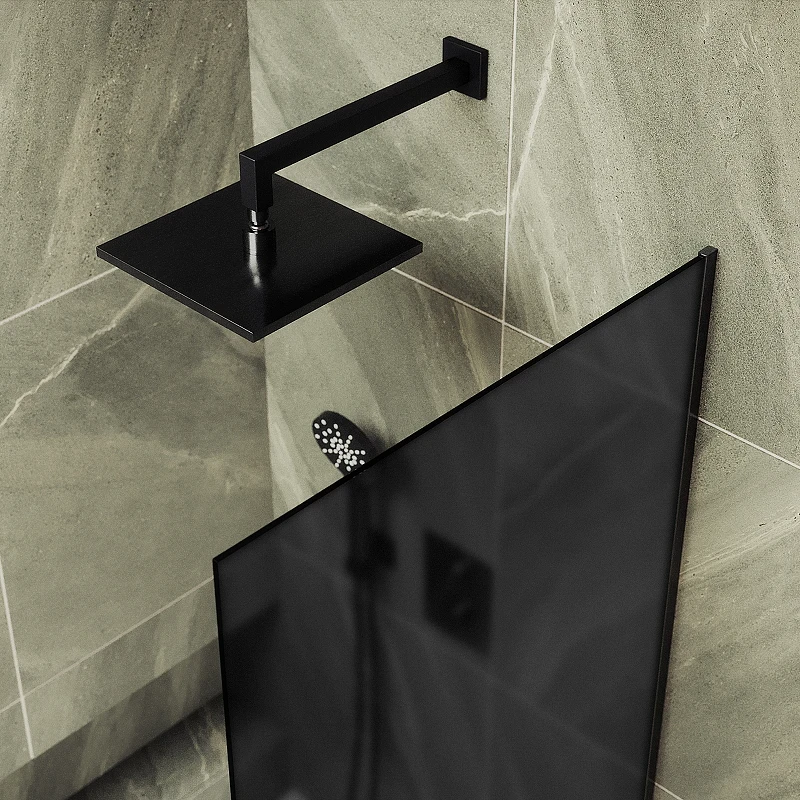 Шторка на ванну Maybah Glass MGV-87-6у 700x1400 в узком профиле Черный стекло графитовое матовое