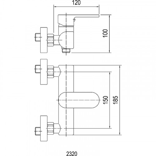 Смеситель для душа Swedbe Lynx 2320 Хром латунь на стену