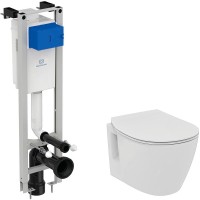 Комплект унитаза с инсталляцией Ideal Standard Connect W220102 с сиденьем Микролифт фарфор подвесной