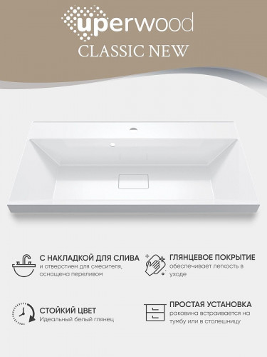 Раковина Uperwood Classic New 90 291021026 цвет Белый глянцевый