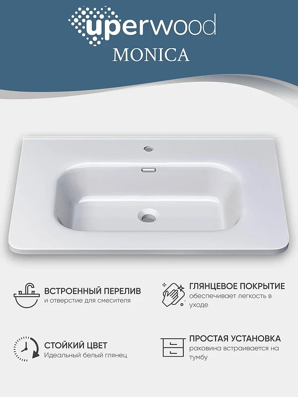 Раковина Uperwood Monica 71 RMonica70wg цвет Белый глянцевый