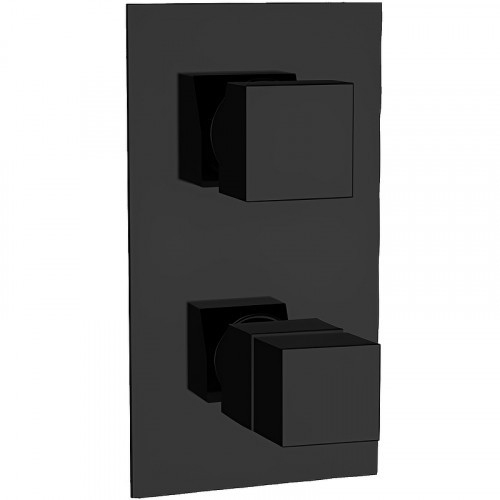 Смеситель для душа Remer Qubica Thermo QT92KBNO с термостатом Черный матовый латунь встраиваемый