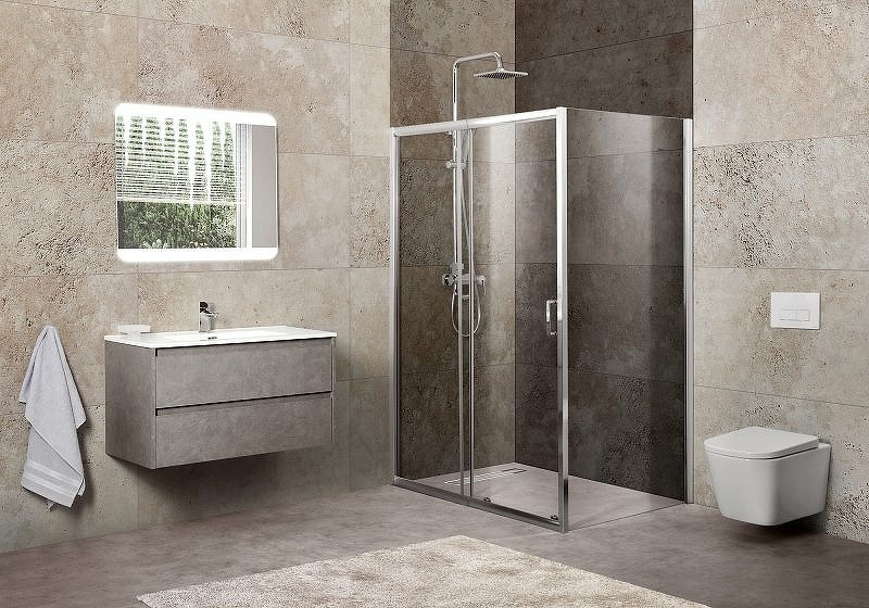 Душевой уголок BelBagno Unique 125х80 UNIQUE-AH-1-110/125-80-C-Cr профиль Хром стекло прозрачное
