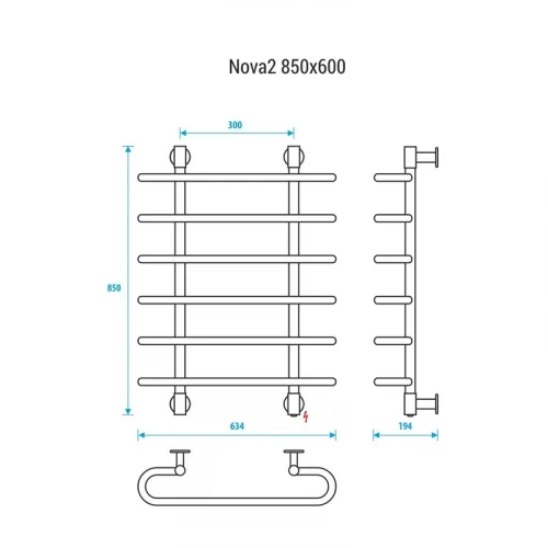 Электрический полотенцесушитель Energy Nova2 850х600 EETR0NOVA28500R905M цвет Черный матовый