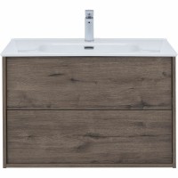 Тумба под раковину Aquanet Lino 80 Flat 287543 подвесная Дуб веллингтон МДФ / ЛДСП