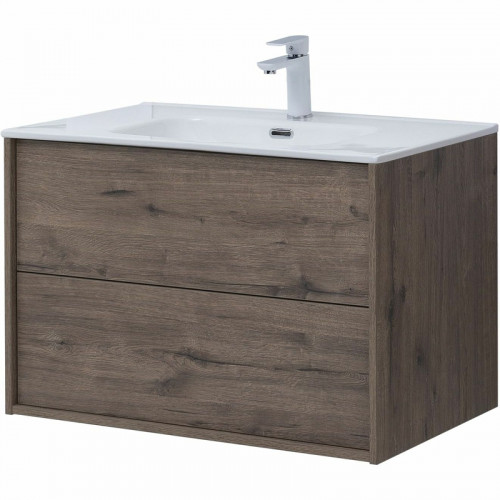 Тумба под раковину Aquanet Lino 80 Flat 287543 подвесная Дуб веллингтон МДФ / ЛДСП